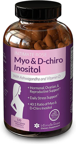 Intimate Rose, Myo and D-Chiro Inositol with Ashwagandha and Vitamin D, 120 Capsules