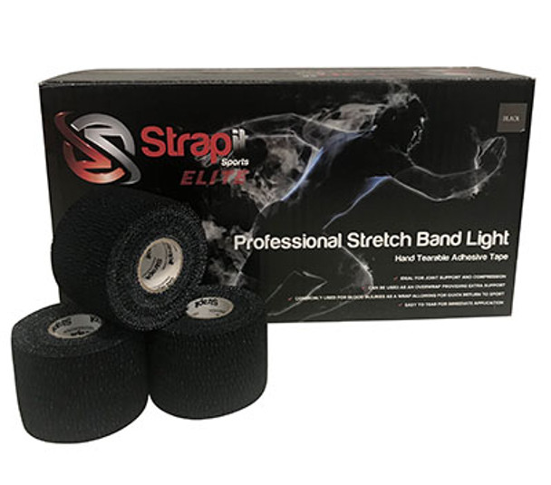 Strapit Elite, Professional Stretchband Light, Black, 3 in x 7.5 yds, Box of 16