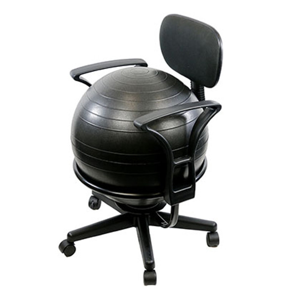 CanDo Ball Chair - Metal - Mobile - with Back - with Arms - with 22" Black Ball