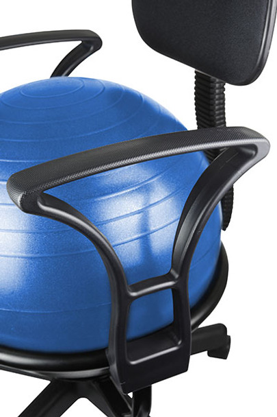 CanDo Ball Chair - Metal - Mobile - with Back - with Arms - with 22" Blue Ball
