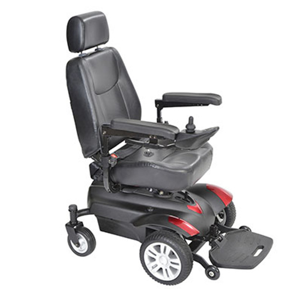 Drive, Titan Transportable Front Wheel Power Wheelchair, Full Back Captain's Seat, 22" x 20"