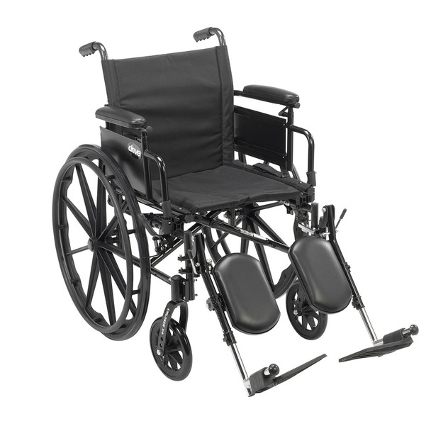Drive, Cruiser X4 Lightweight Dual Axle Wheelchair with Adjustable Detachable Arms, Desk Arms, Elevating Leg Rests, 20" Seat
