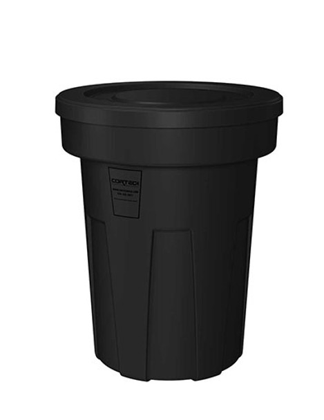 Food Grade Receptacle w/Lid, Black, 45 gal