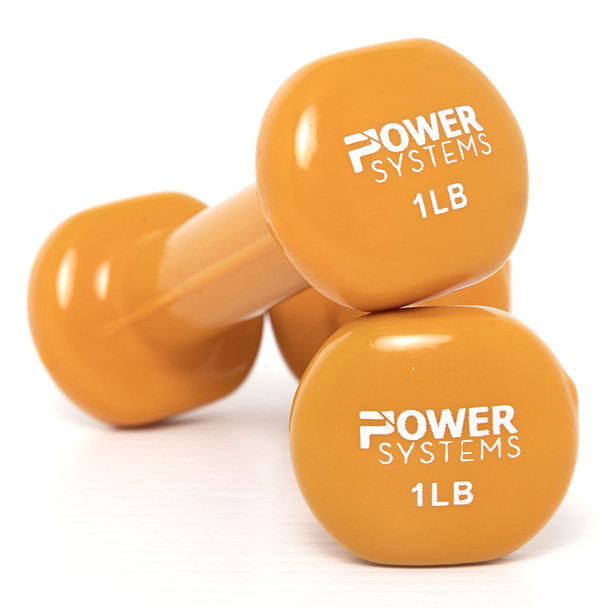 Deluxe Vinyl Coated Dumbbell, Orange, Pair, 1 lb