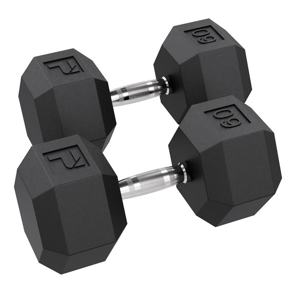 Rubber Hex Dumbbell, 60 lb., Pair