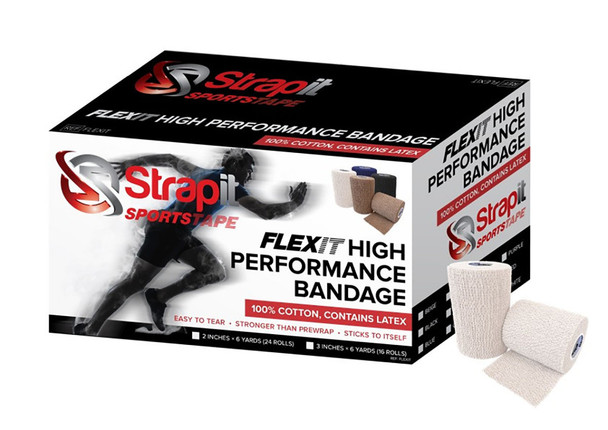 Strapit Flexit Cohesive Prewrap, 2 in x 6 yrd Roll, Case of  24 Rolls, White