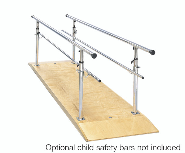 Parallel Bars, wood platform, height adjustable, 10' L x 30" W x 26" - 44" H