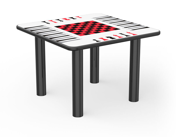 Table, Square Vinyl-Edge, Game Top, Steel-Legs, 42" x 42"