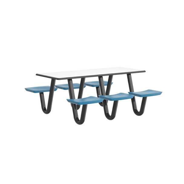 Anchor Table, 6 Slate Blue Seats, Round, 48"