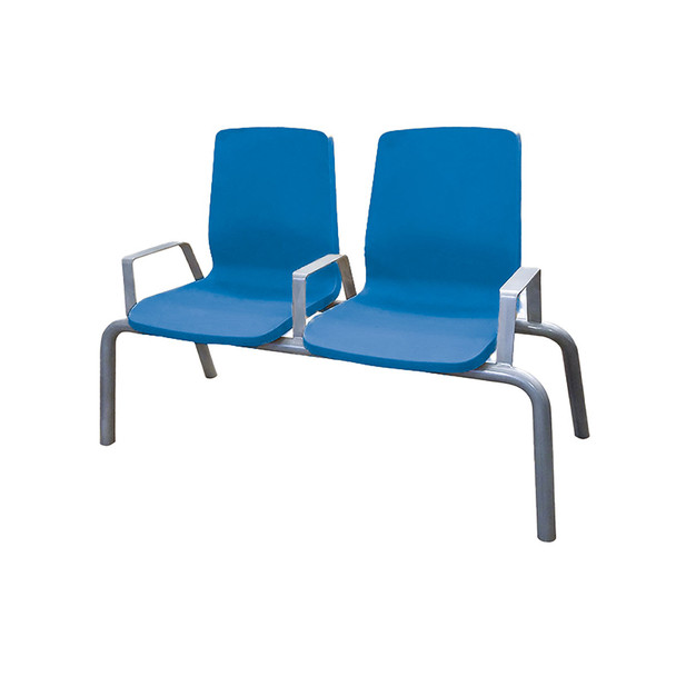 Structured Seating, 2 Seats, Arms/Dividers, Floor Glides, Stone Gray