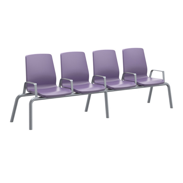 Structured Seating, 4 Seats, Arms/Dividers, Bolt Down, Midnight Blue