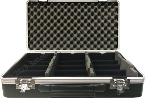 Hard Case Storage for 30 Graphing Calculators with Hard Lined Numbered Slots, Wheels and Handle