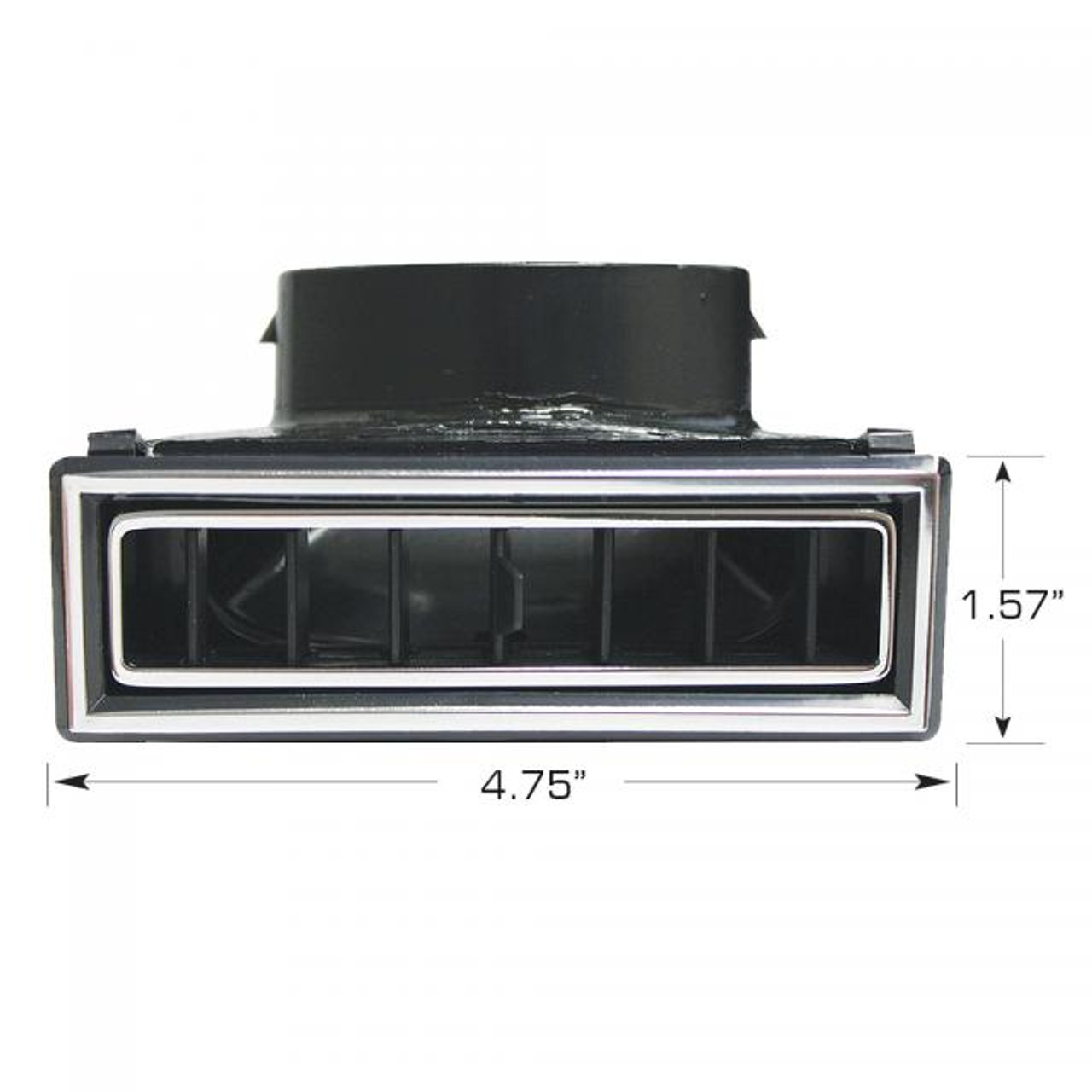 Large 90-Degree Through Dash Louver Black w/ Chrome Accents