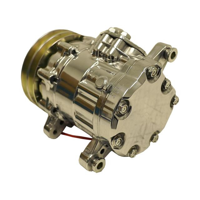 7B10 Compressor with Double V-Groove Pulley and Polished Finish