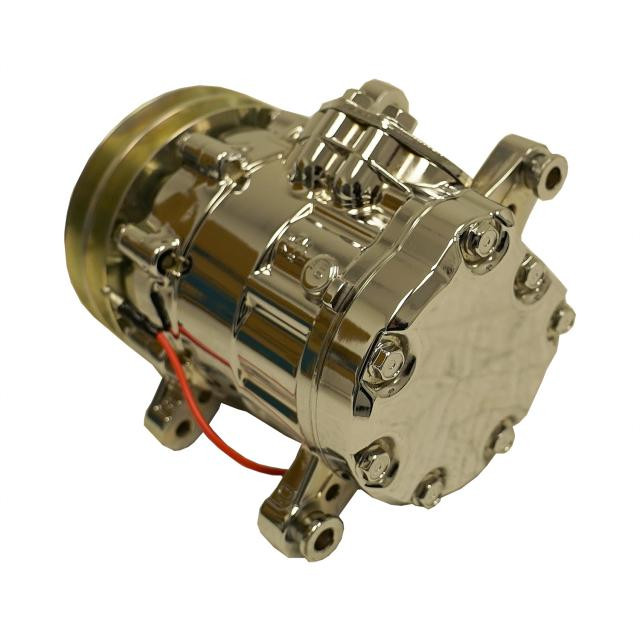 7B10 Compressor with Double V-Groove Pulley and Chrome Finish