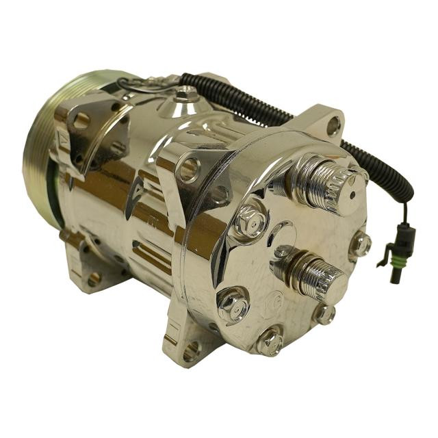 Compressor Rear View 709 Rear Exit Compressor with 7-Groove Serpentine Pulley and Chrome ...