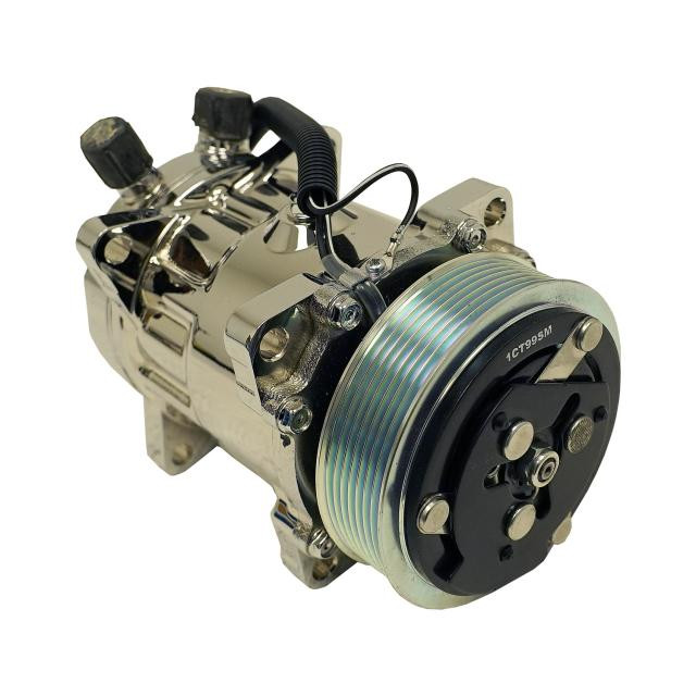 Sanden SD 709 Compressor 7-Groove serpentine pulley Chrome Finish