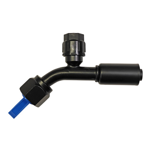 Beadlock O-Ring Black Fitting with 134a Service Port NO 8 Reduced Barrier Hose Fitting - 45 degree with Port
