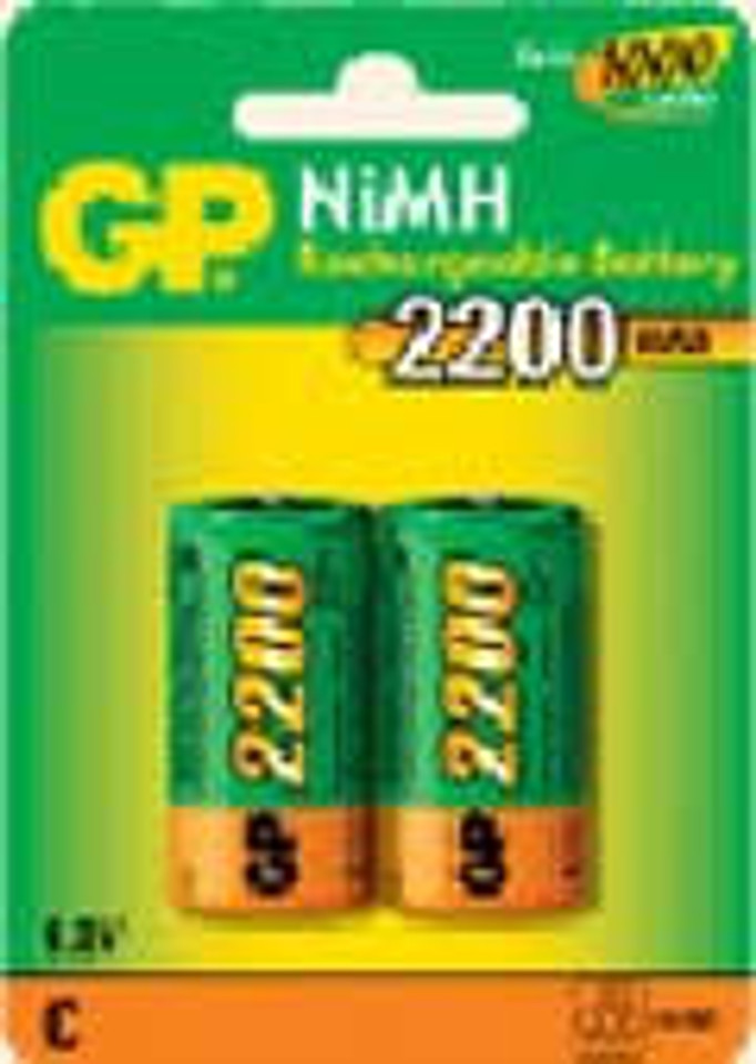 RECHARGEABLE BATTERIES Pack of 2 C Cell NiMH 1.2V 2200mAh Rechargeable Battery BB-000526