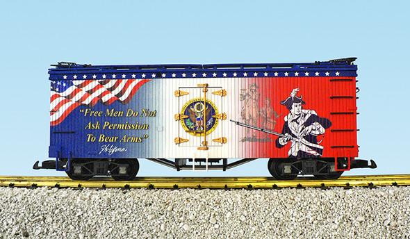 Free Men Patriotic Car; w/Campac boxes, Kadee couplers, and steel wheels