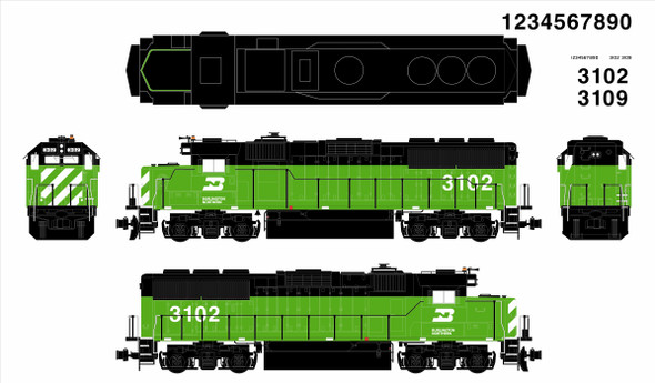 Burlington Northern EMD GP60  #3102 #3109 Call or Email to pre order