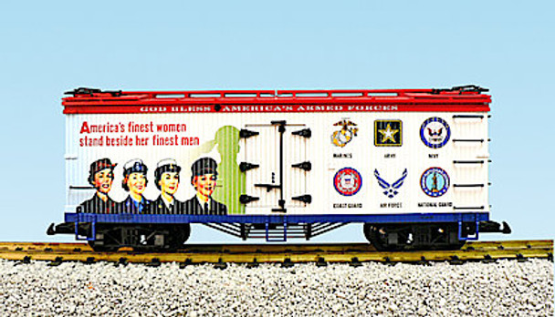 “America’s Finest Women” Military Series Car; w/Campac boxes, Kadee couplers, and steel wheels