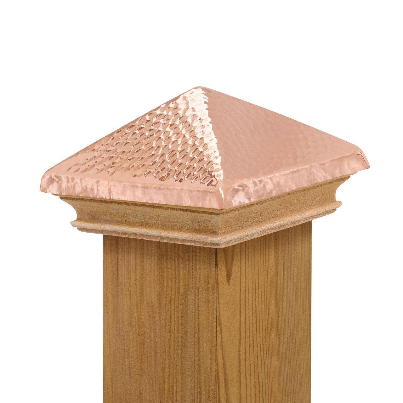 West Indies Miterless Wood Post Cap™ w/ Hammered Copper Pyramid