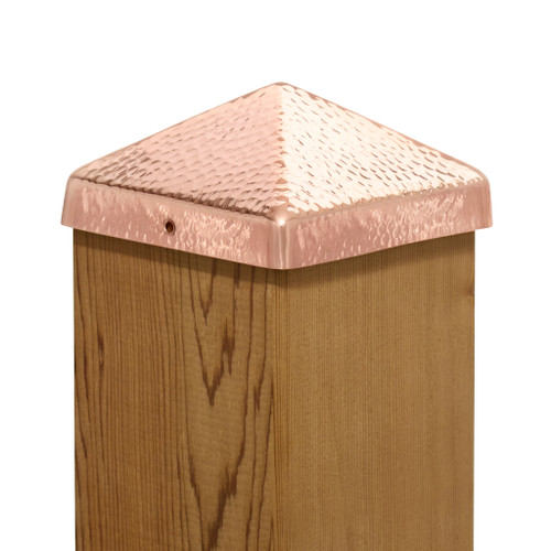 Hammered Copper Pyramid Post Cap w/ 3/4" Lip 