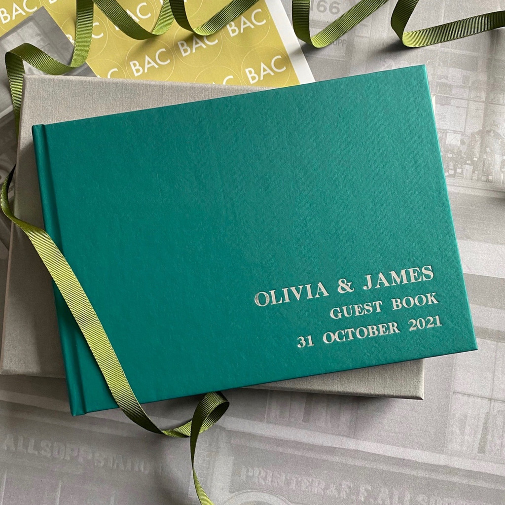 Emerald Green Shimmer Effect Wedding Guest Book 