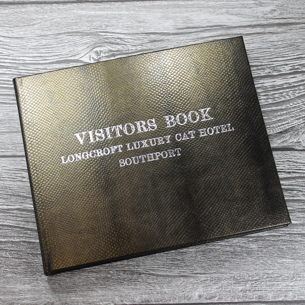 Visitor Guest Book | Antique Gold Leather | Mamba Effect Finish