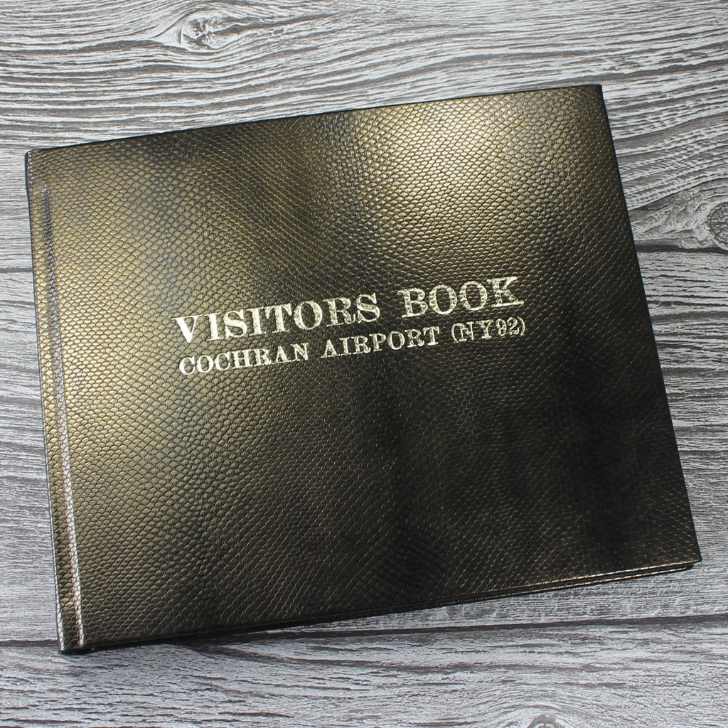 Visitor Guest Book | Antique Gold Leather | Mamba Effect Finish