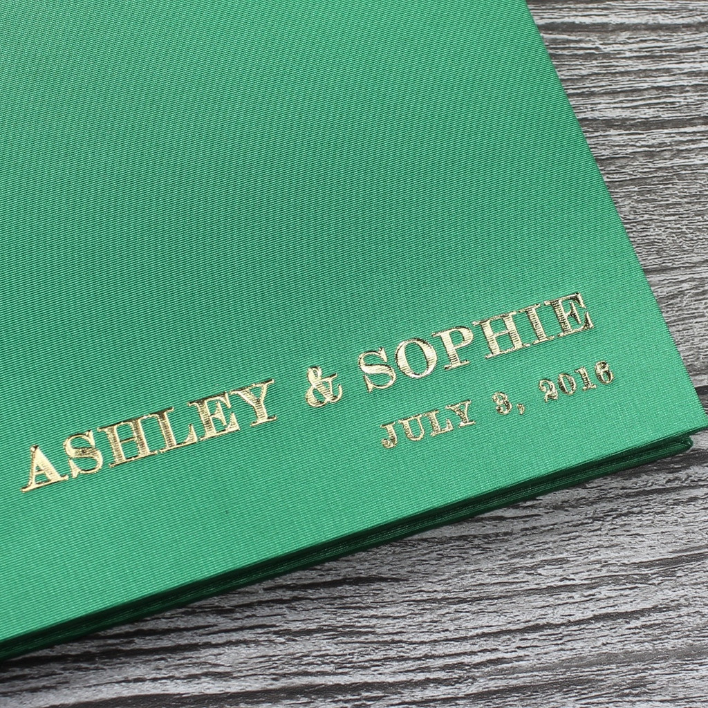 Luxury Bright Green Satin Wedding Guest Book Personalised Satin