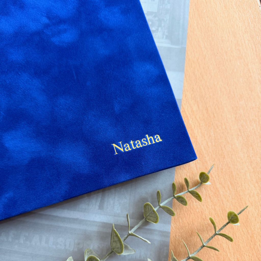 Contemporary  Photo Album | Pacific Blue Velvety Suede Effect Cloth