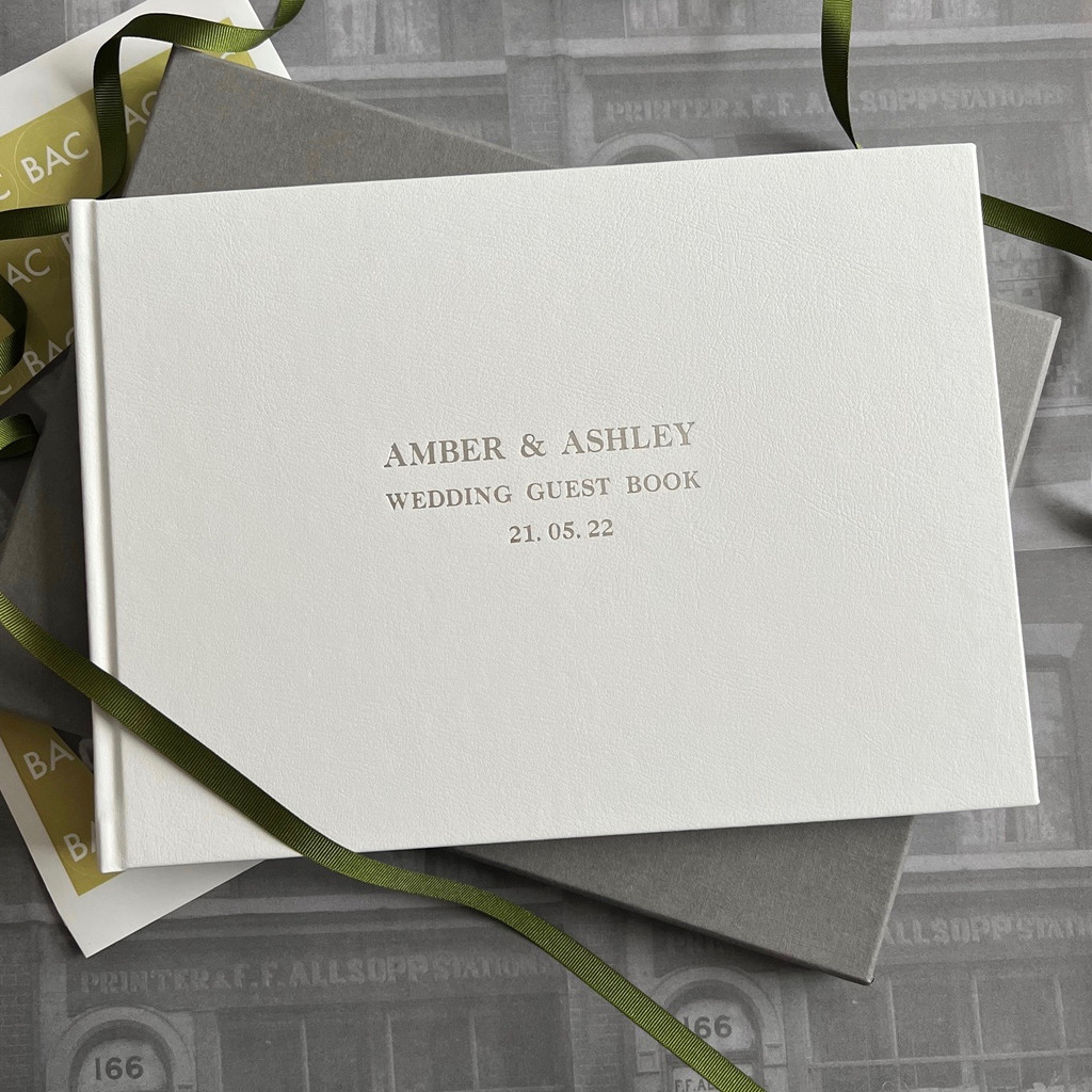 Wedding Guest Book | White Leather