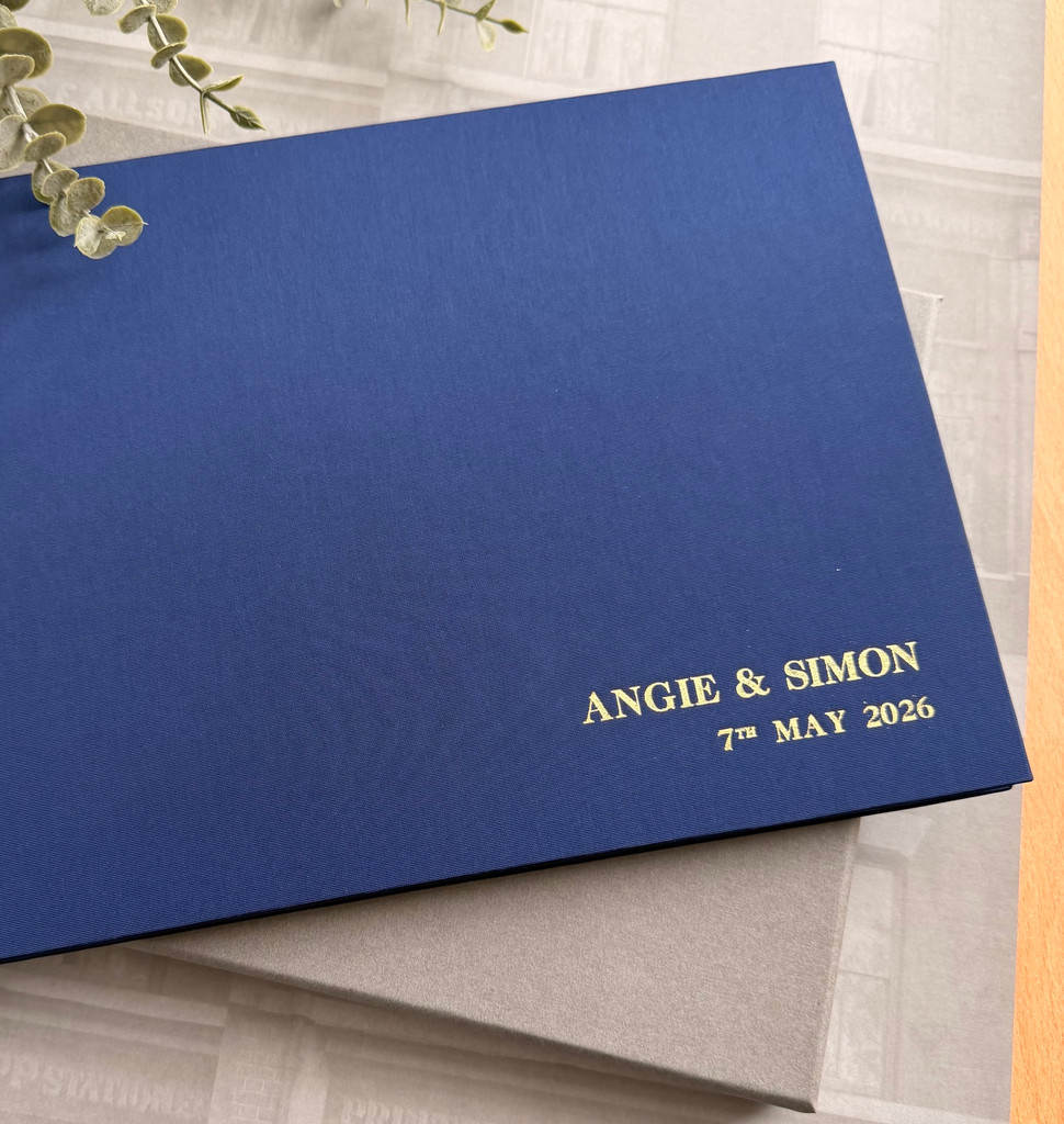 Wedding Guest Book  | Midnight Blue Satin