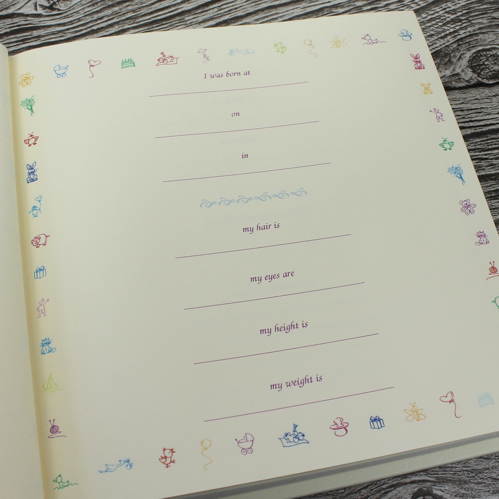 Baby Boy Memory Record Book | White Leather | Blue & White Ribbon