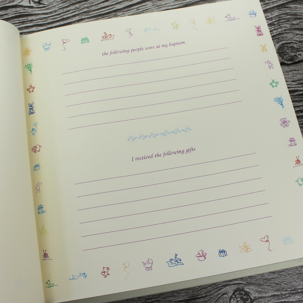 Baby Girl Memory Record Book | White Leather | Pink & White Ribbon