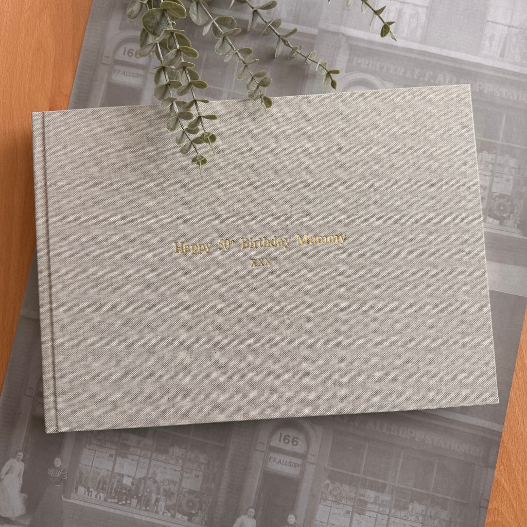 Contemporary  Photo Album | Grey Marl Linen