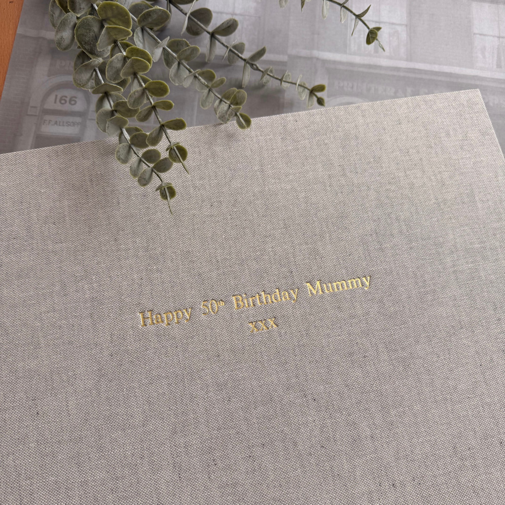 Contemporary  Photo Album | Grey Marl Linen