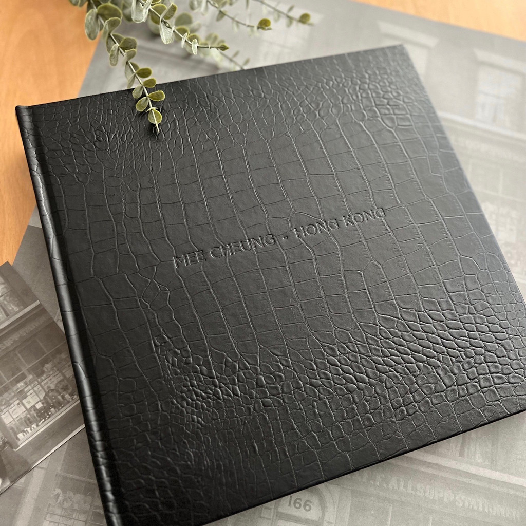 Traditional Classic Photo Album | Black Caiman Effect Leather