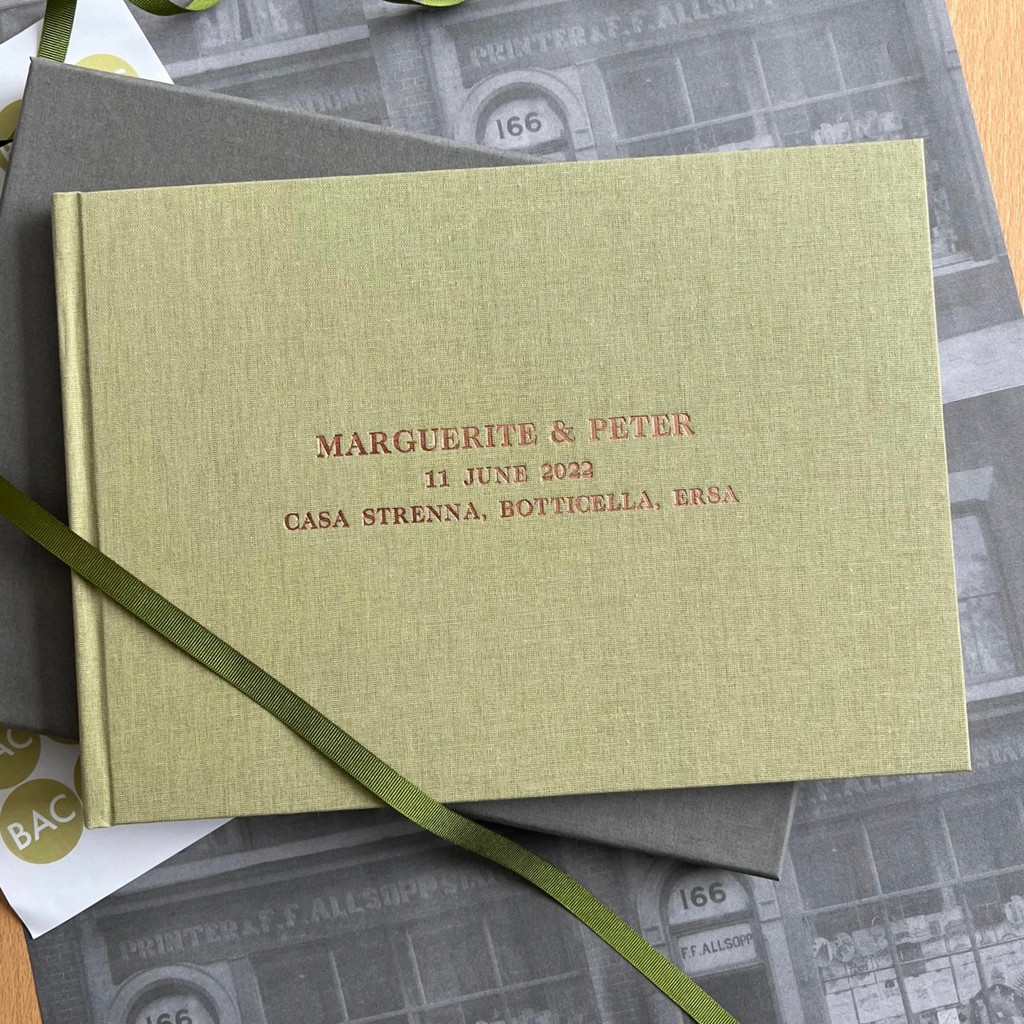 Wedding Guest Book | Sage Green Linen