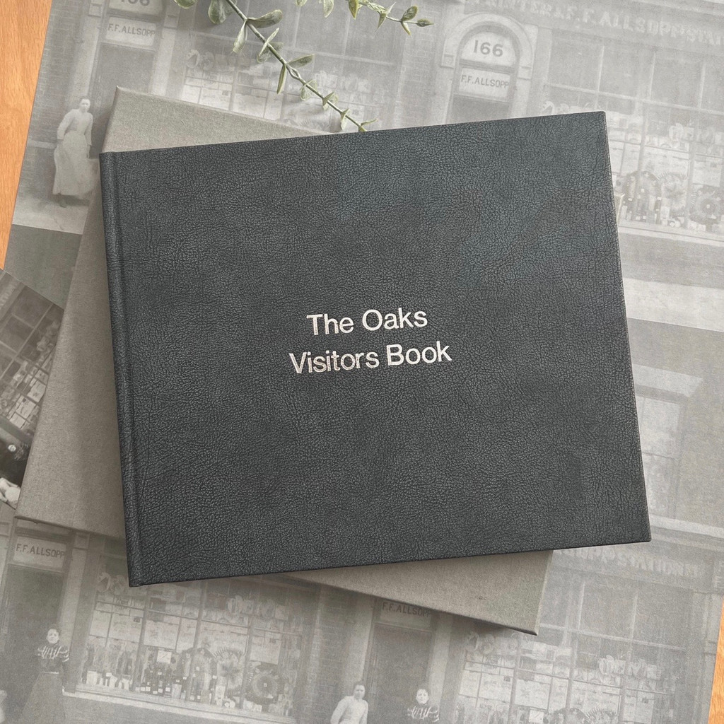 Visitor Guest Book | Granite Grey Leather | Vintage Effect