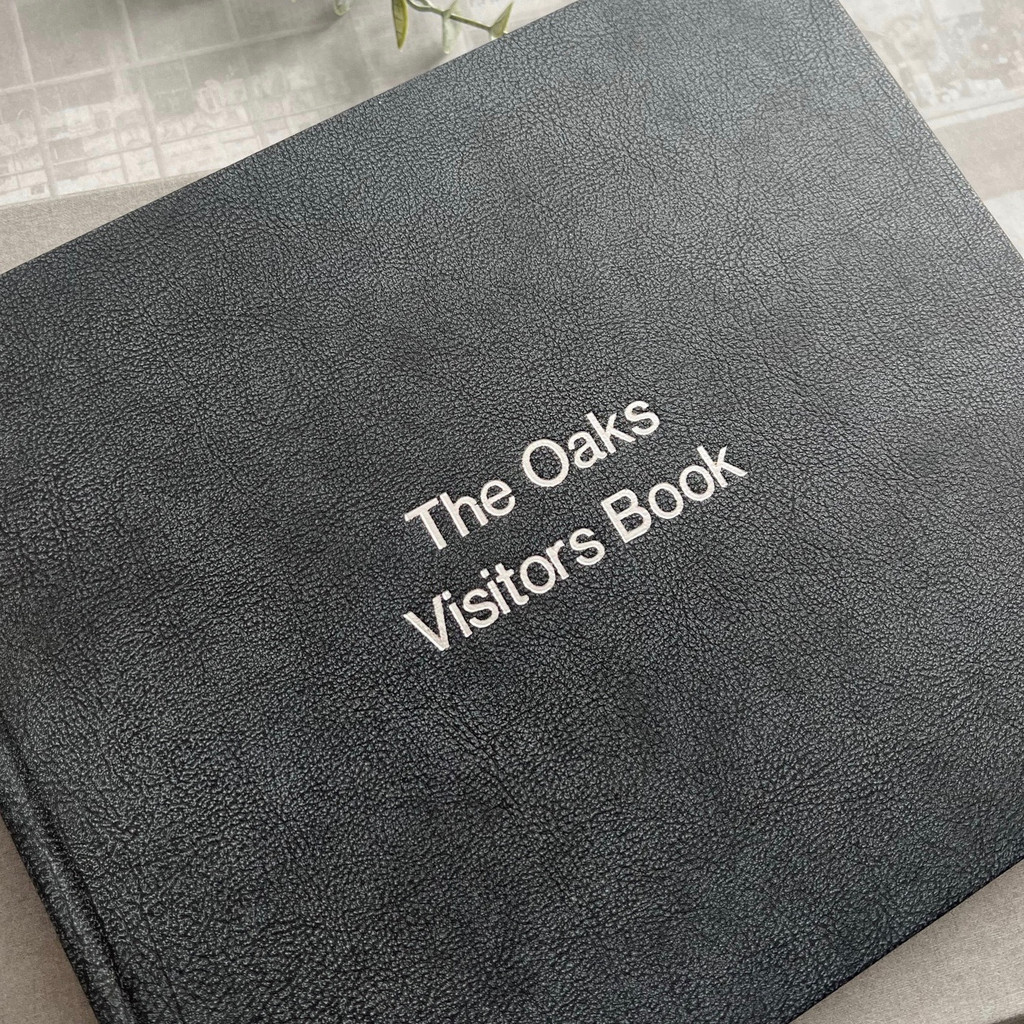 Visitor Guest Book | Granite Grey Leather | Vintage Effect