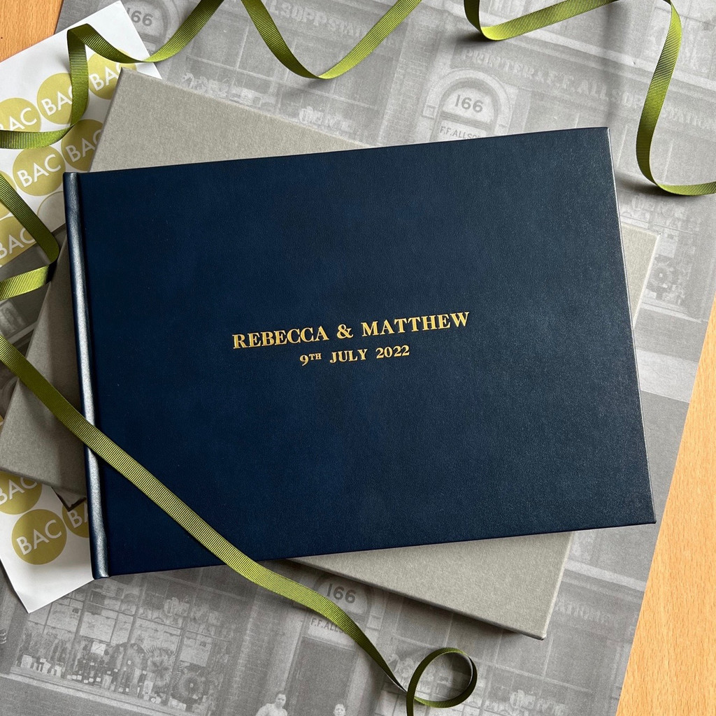 Wedding Guest Book | Navy Blue Leather