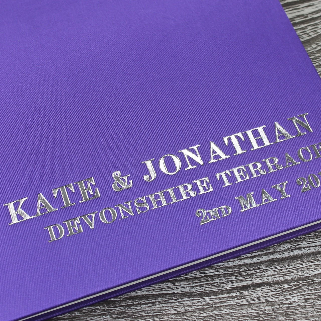 Luxury Purple Satin Wedding Guest Book Personalised Satin Wedding