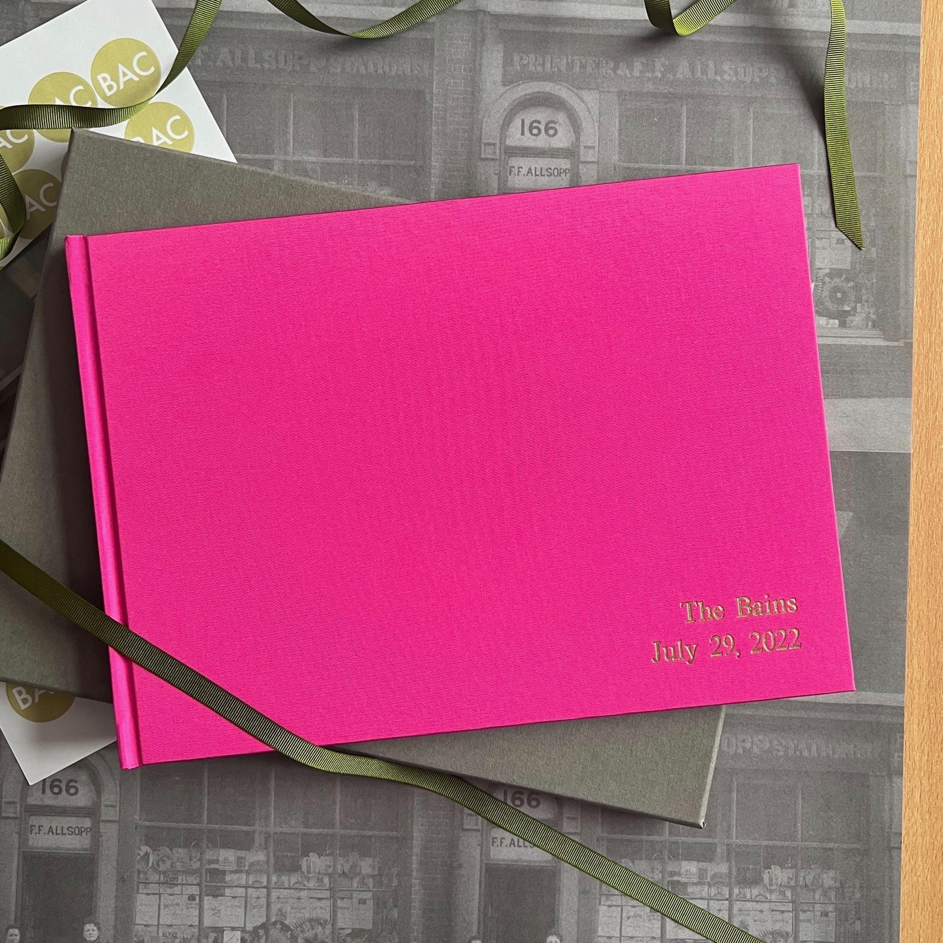 Luxury Hot Pink Satin Wedding Guest Book Personalised Satin Wedding