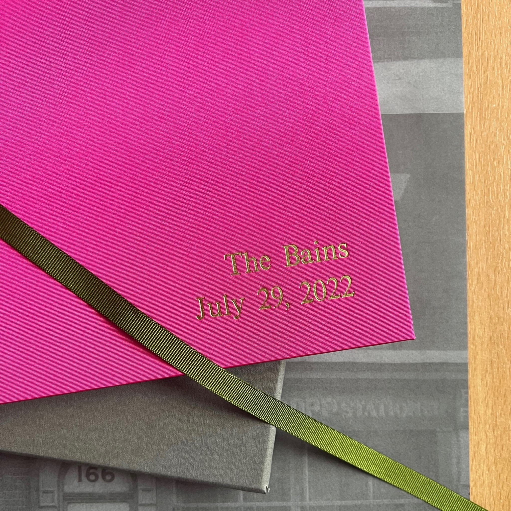 Luxury Hot Pink Satin Wedding Guest Book Personalised Satin Wedding Guest Book