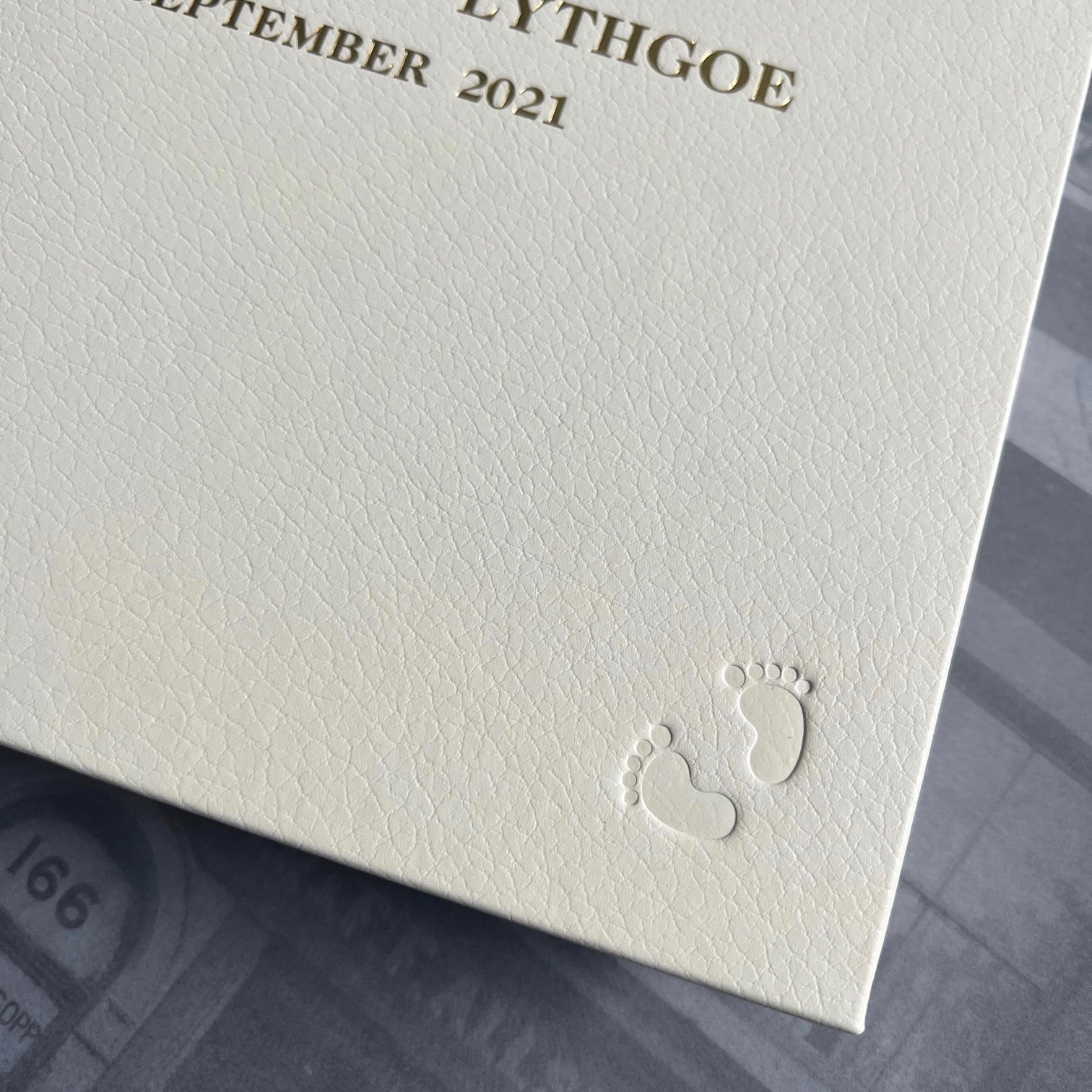 Ivory Leather Baby Girl Memory Record Book Pink & Ivory Bespoke