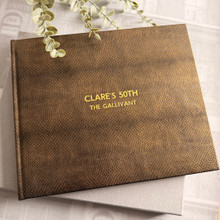 Visitor Guest Book | Antique Gold Leather | Mamba Effect Finish