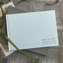 Wedding Guest Book | Pale Blue Satin